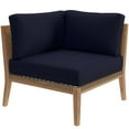thumbnail image 1 of Lounge Sofa Corner Chair, Blue Navy Natural, Teak Wood, Outdoor Patio Balcony Cafe Bistro Garden Hospitality Restaurant, Modern Contemporary HB34224, 1 of 7