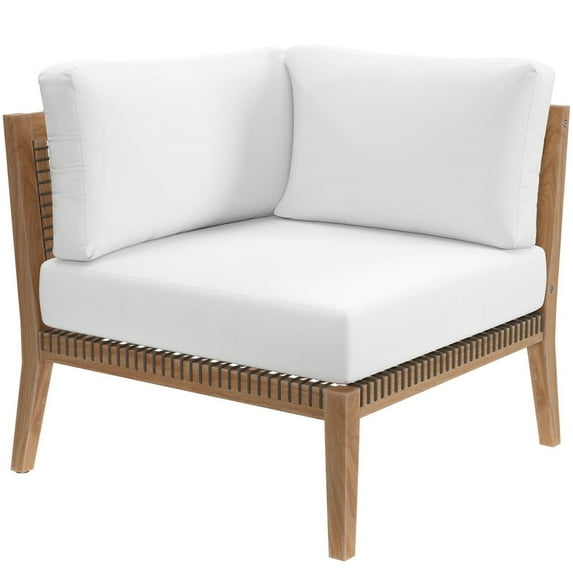 Lounge Sofa Corner Chair, Grey Gray Natural, Teak Wood, Outdoor Patio Balcony Cafe Bistro Garden Hospitality Restaurant, Modern Contemporary HB34225