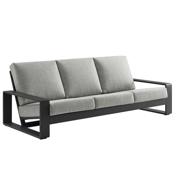 Lounge Sofa, Gray, Aluminum, Outdoor Patio Balcony Cafe Bistro Garden Hospitality Restaurant, Modern Contemporary, HB37967