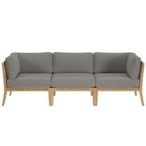 Lounge Sofa, Grey Gray Natural, Teak Wood, Outdoor Patio Balcony Cafe Bistro Garden Hospitality Restaurant, Modern Contemporary HB34448