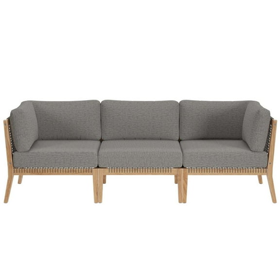 Lounge Sofa, Grey Gray Natural, Teak Wood, Outdoor Patio Balcony Cafe Bistro Garden Hospitality Restaurant, Modern Contemporary HB34448