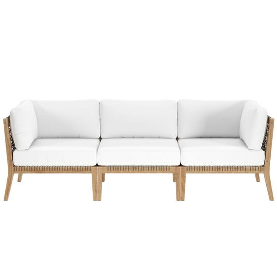 Lounge Sofa, Grey Gray Natural, Teak Wood, Outdoor Patio Balcony Cafe Bistro Garden Hospitality Restaurant, Modern Contemporary HB34451