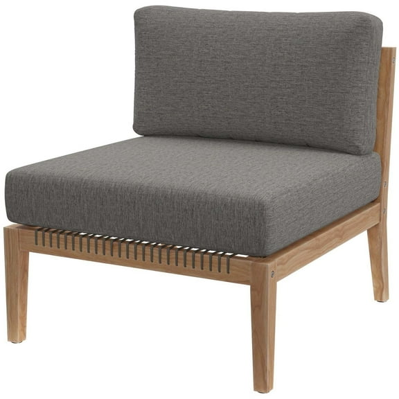 Lounge Sofa Middle Chair, Grey Gray Natural, Teak Wood, Outdoor Patio Balcony Cafe Bistro Garden Hospitality Restaurant, Modern Contemporary HB34226