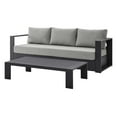 thumbnail image 1 of Lounge Sofa Table Set, Grey Gray, Aluminum, Metal, Fabric, Modern Contemporary, Outdoor Patio Balcony Cafe Bistro Garden Furniture Hotel Hospitality, 1 of 10
