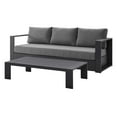 thumbnail image 1 of Lounge Sofa Table Set, Grey Gray, Aluminum, Metal, Fabric, Modern Contemporary, Outdoor Patio Balcony Cafe Bistro Garden Furniture Hotel Hospitality, 1 of 10