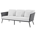 thumbnail image 1 of Lounge Sofa, White, Aluminum, Metal, Fabric, Modern Contemporary, Outdoor Patio Balcony Cafe Bistro Garden Furniture Hotel Hospitality, 1 of 7