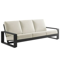 Lounge Sofa, White, Aluminum, Outdoor Patio Balcony Cafe Bistro Garden Hospitality Restaurant, Modern Contemporary, HB37966