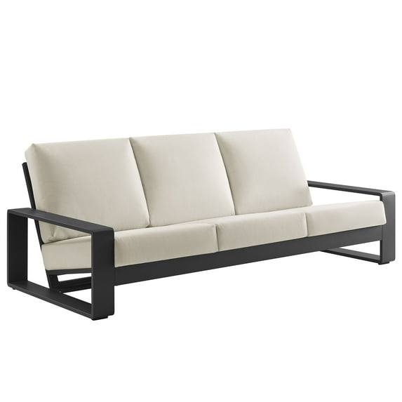 Lounge Sofa, White, Aluminum, Outdoor Patio Balcony Cafe Bistro Garden Hospitality Restaurant, Modern Contemporary, HB37966