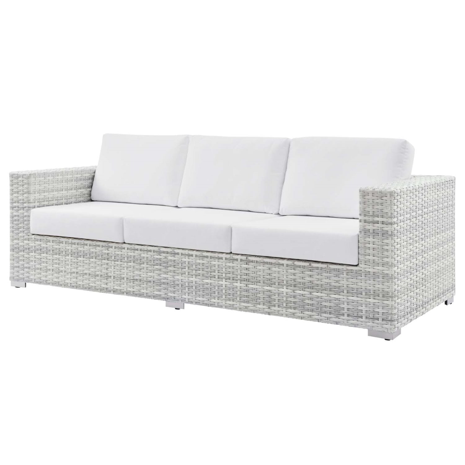 Lounge Sofa, White, Stainless Metal, Outdoor Patio Balcony Cafe Bistro ...