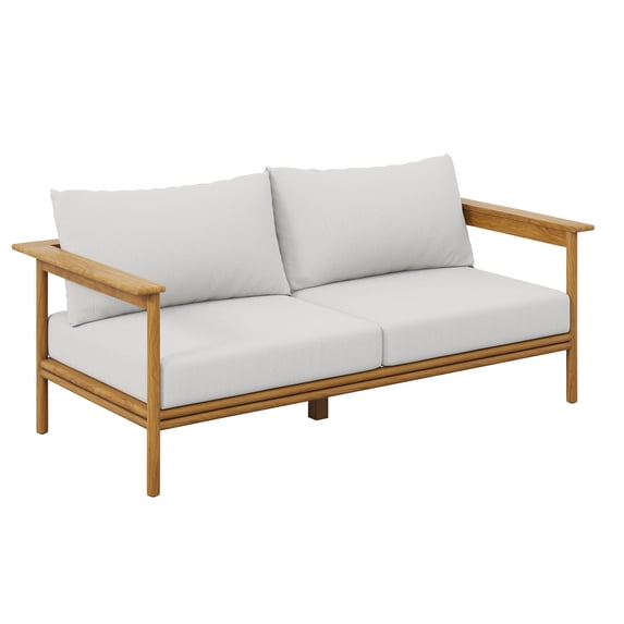 Lounge Sofa, White, Teak Wood, Outdoor Patio Balcony Cafe Bistro Garden Hospitality Restaurant, Modern Contemporary, HB37400