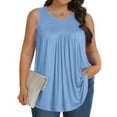 thumbnail image 1 of Lounge Tops for Women Plus Size Sleeveless Tank Top L-5XL Flowy Ruched Ruffle Breathable Tunic Blouse Sleepwear, 1 of 6