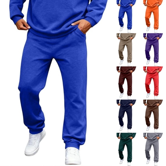 Lounge Trousers for Men Jogger Style Sweatpants Elastic Waist and Ankles Functional Side Pockets Solid Color Soft Stretch Friendly Material For Relaxed Daily Dressing