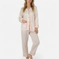thumbnail image 1 of Lounge Women's Long Sleeve Button Up Pajama Set with Ruffle Trim and Front Patch Pockets - Medium, Pink, 1 of 7