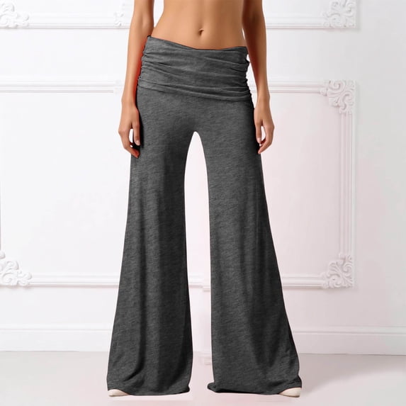 Lounge Yoga Pants for Women Fold Over Low Waist Wide Leg Sweatpants Flare Leggings Bell Bottoms Y2K Foldover Pants
