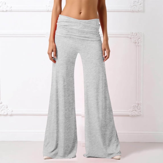 Lounge Yoga Pants for Women Fold Over Low Waist Wide Leg Sweatpants Flare Leggings Bell Bottoms Y2K Foldover Pants