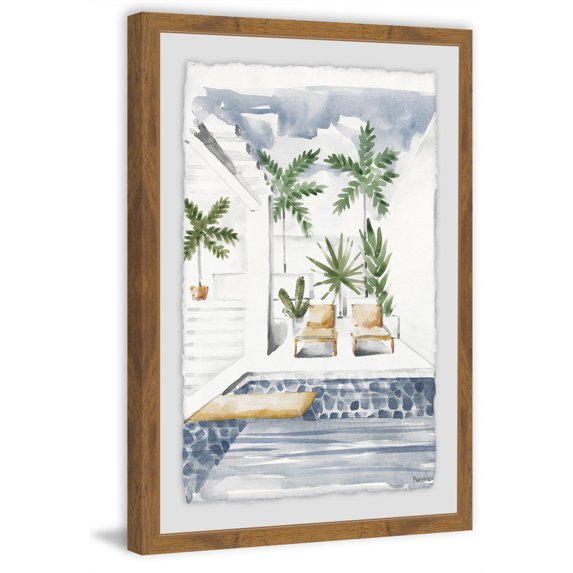 Lounge by the Pool Framed Painting Print