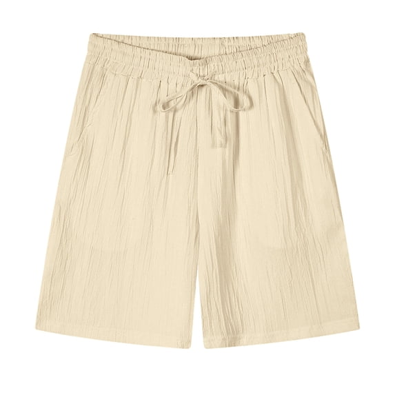 Lounge for Mens Fall Summer Pleated Paperbag Straight Leg Elastic Waist Plain Shorts Mens 2026 Clothing Fashion Y2K