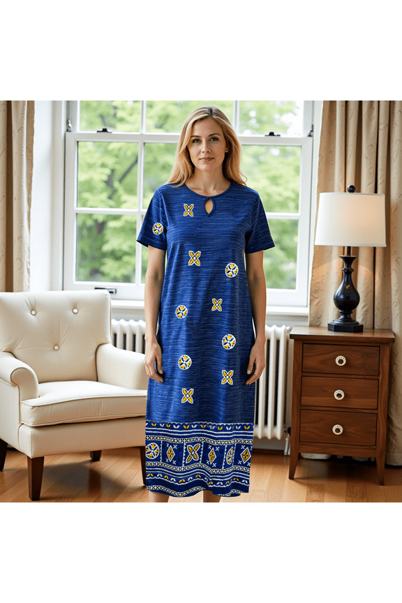 Short Sleeve Knit Dress with Keyhole Neck