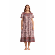 Loungees Women s Cotton House Dress with Pockets, Short Sleeve Muumuu Caftan, Sweetheart Neck Lounger