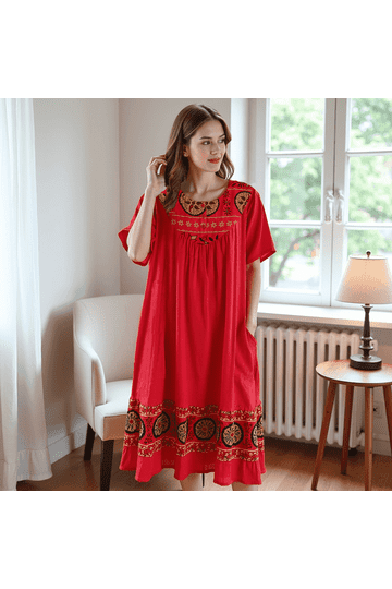knee length dresses for ladies Mitrika Beige Tiered Cotton Midi Dress with Puff Sleeves main image 1