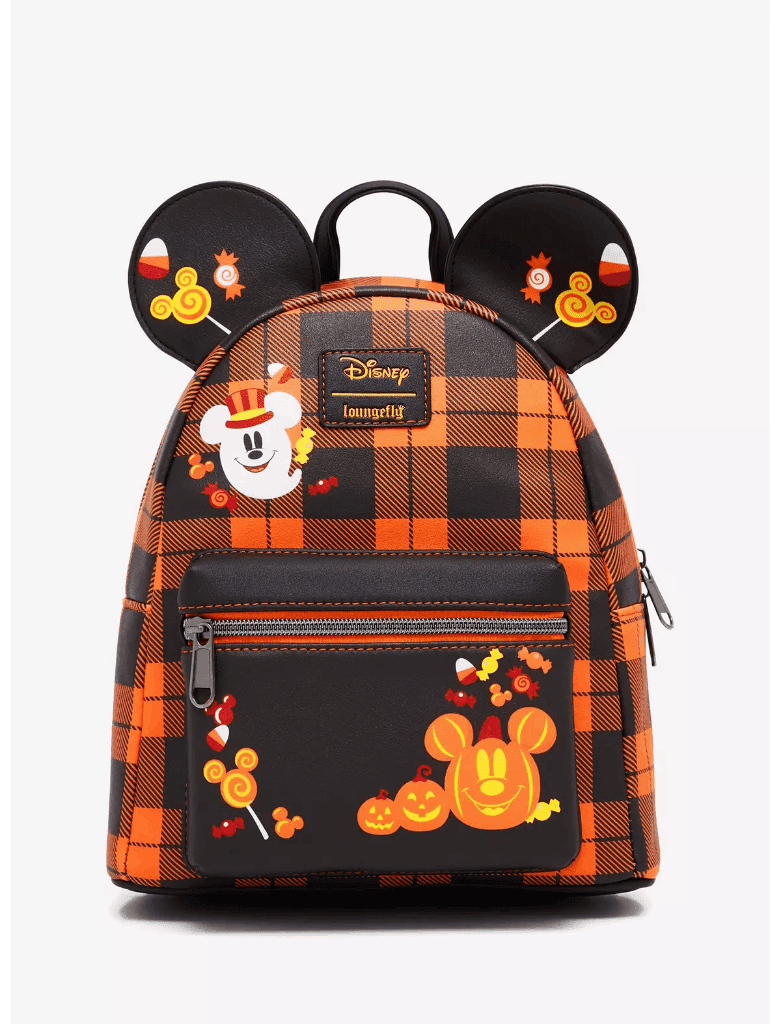 Loungefly Disney Halloween Plaid Mickey Mouse Ears Mini Backpack