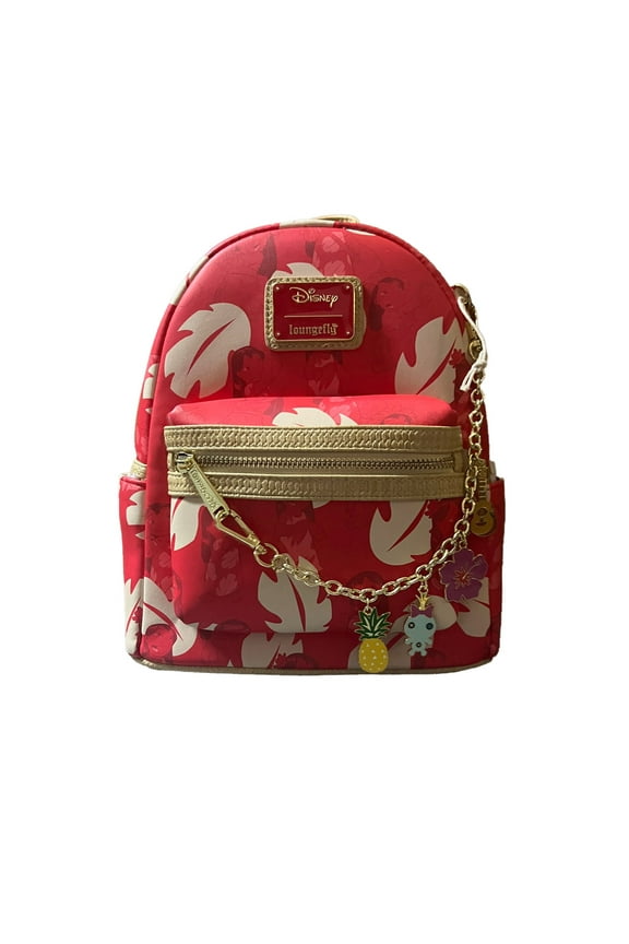 Disney Lilo & Stitch Mini Backpack Floral Print Red