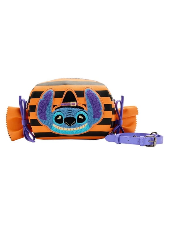 Loungefly Disney Lilo and Stitch Striped Halloween Candy Wrapper Cross Body Bag