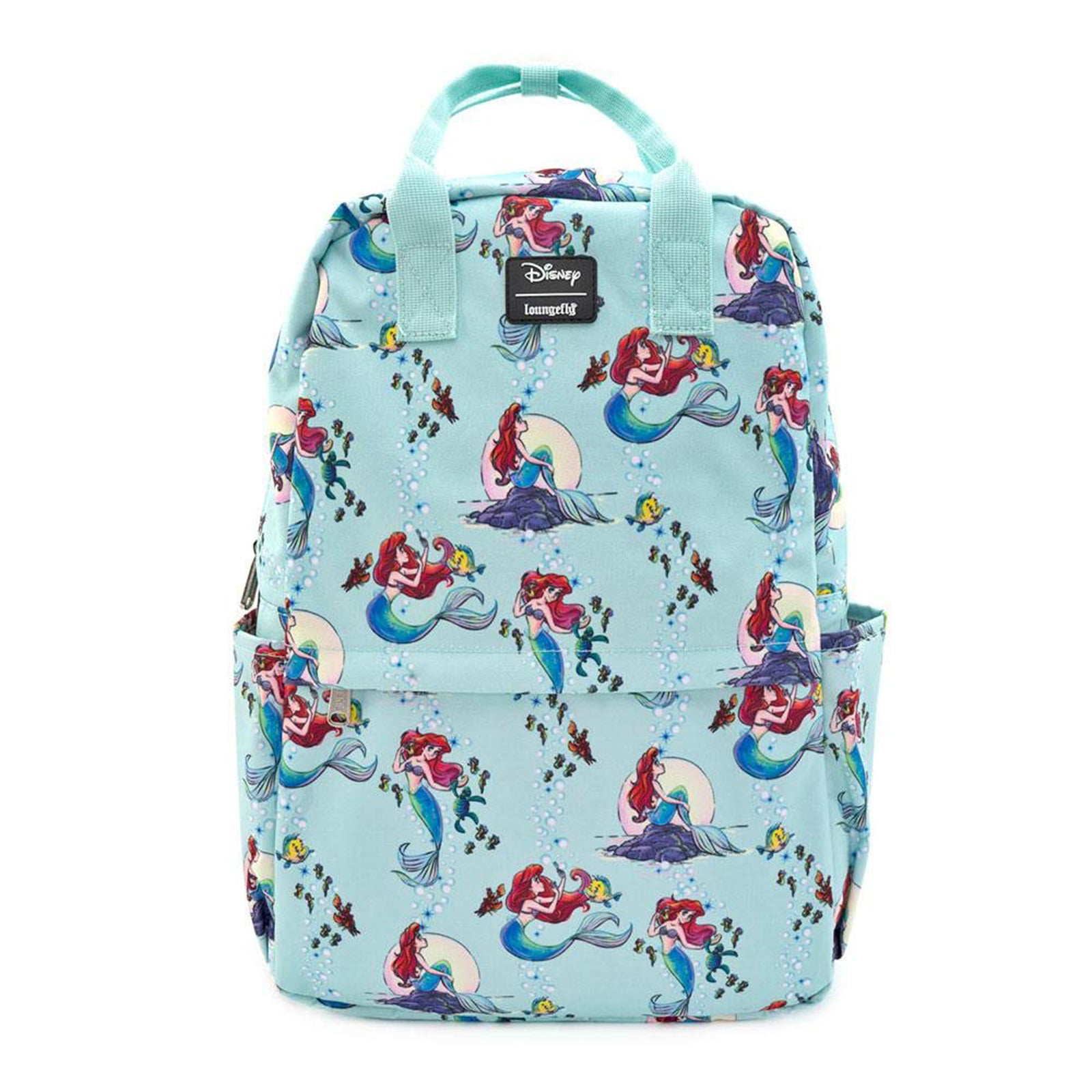 Loungefly Disney Little Mermaid Ariel Scenes All Over Print Square Nylon  Backpack 
