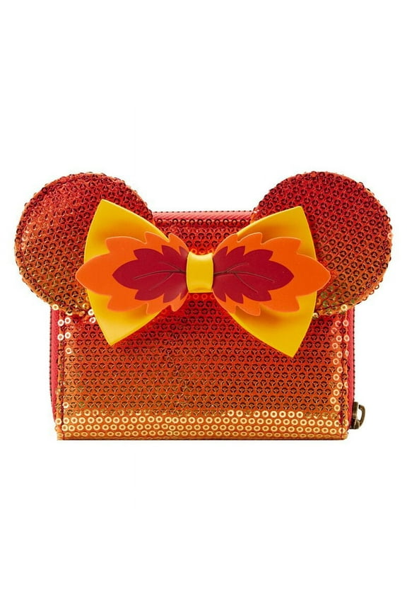 Disney Minnie Mouse Sequin Fall Ombre Zip Around Wallet
