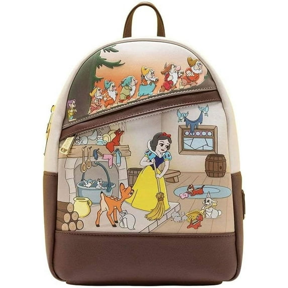 Loungefly Disney Snow White and Seven Dwarfs Multi Scene Womens Double Strap Shoulder Bag Purse