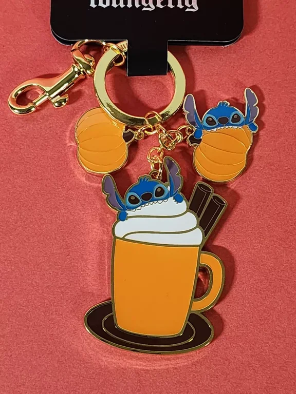 Loungefly Disney Stitch Pumpkin Spice Latte Metal Keychain Halloween Fall Autumn