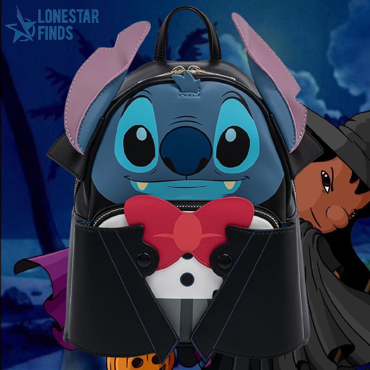 Loungefly: Disney Vampire Stitch Bow Tie Mini Backpack  display picture 2