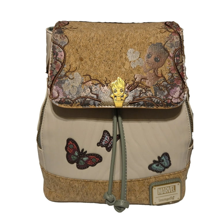 Loungefly White Cork Groot & Butterfly Mini Backpack Loungefly Guardians of The Galaxy Groot Cork Floral  main image 2