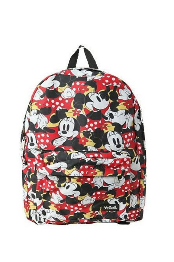 Loungefly Minnie Mouse Backpack Red Polka Dot Disney All Over Print 16" Bag