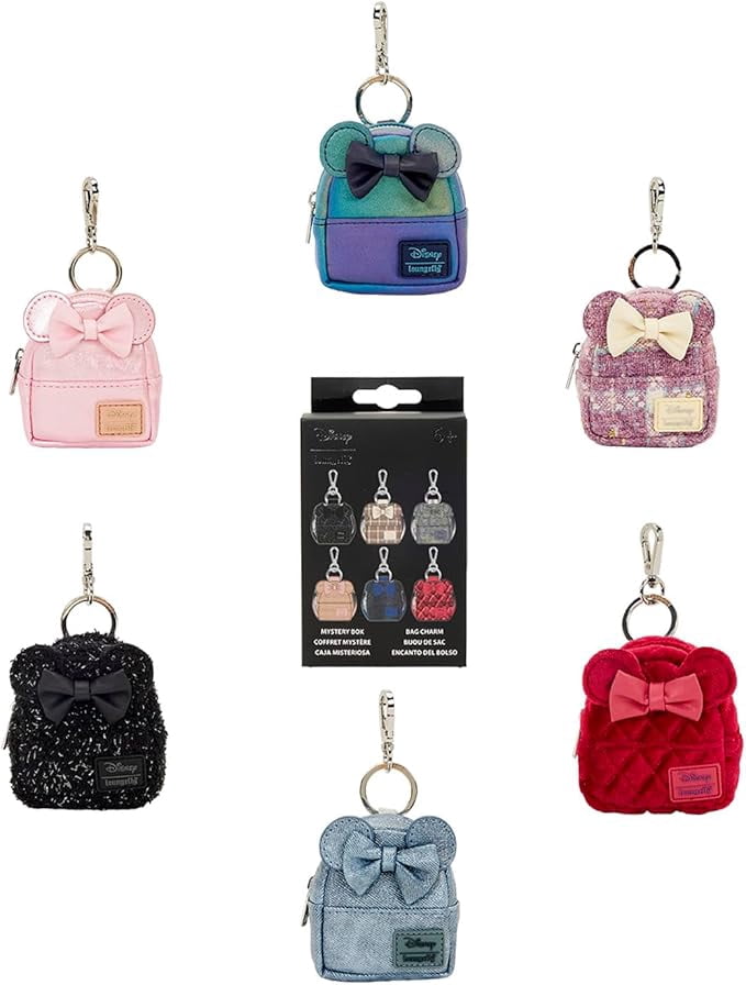 Loungefly Minnie Mouse Glitter Mystery Mini Backpack Keychain Charm