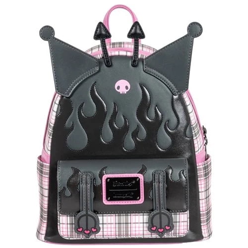Sanrio Kuromi Mini Backpack Purple All Over Print Faux Leather Bag Skull Zip Amazon.com | Kuromi Mini Backpack for Kids Set - 10” Faux  main image 3