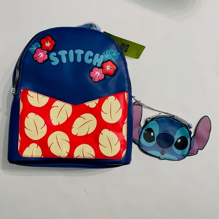 Loungefly Unisex Stitch Faux Leather Mini Lilo & Amigo Backpack, Blue