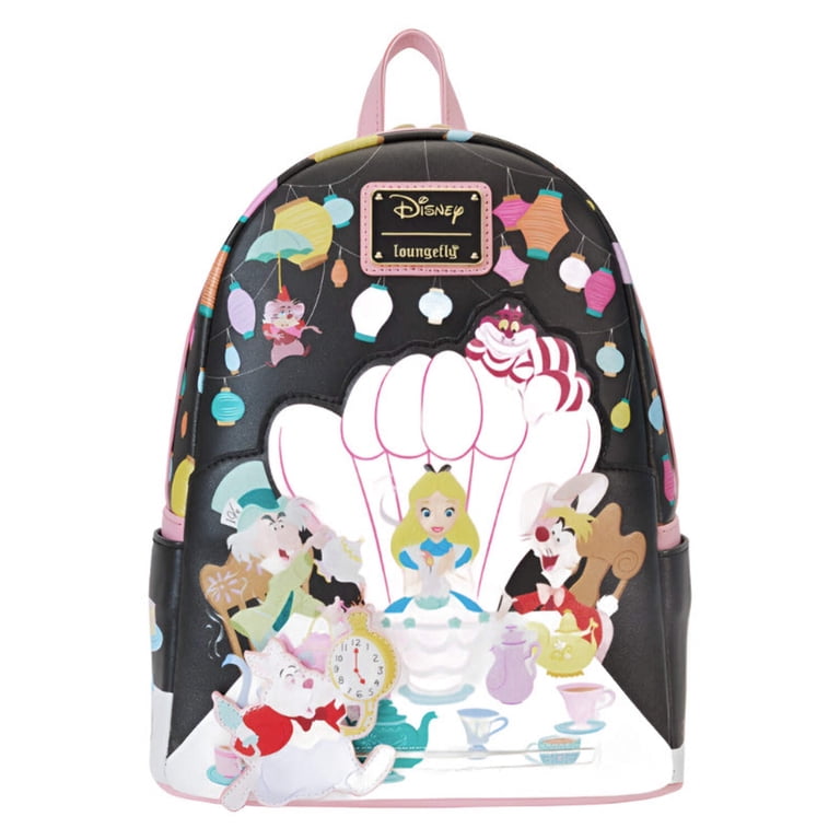 NWT Loungefly x Disney Alice in Wonderland Happy Unbirthday Mini Backpack black Loungefly Disney Alice in Wonderland Unbirthday Backpack NWT  main image 3