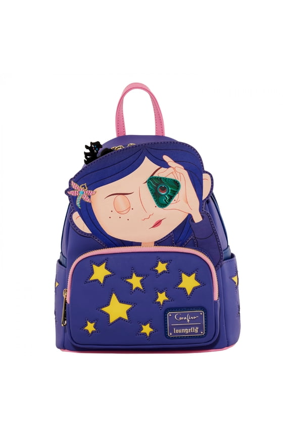 891018 9 x 10.5 x 4.5 in. Coraline Glow in the Dark Stars Mini Backpack by Loungefly