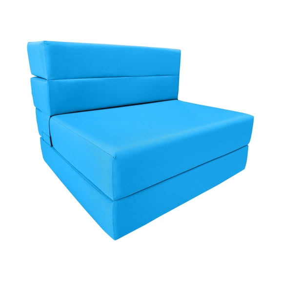 Folding Foam Mattress Lounger & Convertible Sofa Bed | Portable Sleeper Flip Chair, Turquoise (80" x 32" x 6")