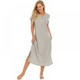 thumbnail image 1 of Loungewear Long Nightgown Women's Ultra-Soft Nightshirt Full Length Sleepwear with Pocket, 1 of 9