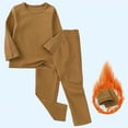 thumbnail image 1 of Loungewear Set for Girls New Children's Solid Color Round Neck Long Sleeved Shirt with Elastic Waist Long Pants Home Suit Set Style B-39 Yellow 7 Years, 1 of 7