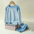 thumbnail image 1 of Loungewear Set for Girls New Children's Thin Warm Underwear Set Home Wear Boys and Girls Fall and Winter Leggings Double-Sided Brushed Fleece Set Clothes Style B-21 Blue 14 Years, 1 of 5
