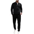 thumbnail image 1 of Loungewear Set for Men Baseball Collar Jacket Baggy Joggers Casual Tracksuit for Outdoor Sports and Everyday Wear Black M, 1 of 4