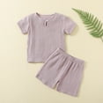 thumbnail image 1 of Loungewear Sets for Toddlers Girls Boys 18M-4Y Cotton Linen Two Piece Outfits Kids Lightweight Solid Short Sleeve Tops and Shorts Suits Set, 1 of 8