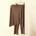 thumbnail image 1 of Loungewear Sets for Women Long Sleeve Tops and Wide Leg Pant Soft Comfy Loose Pajama 2 Piece Outfits New Fall Travel Outfits for Women Coffee XXL, 1 of 3