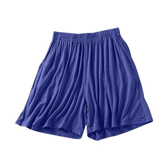 Loungewear Shorts for Women Summer Pajama Shorts for Women Knee Length with Elastic Waist Home Short Pants Casual Sleep Bottoms Nightwear Blue 3XL
