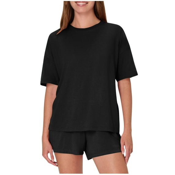 Loungewear Summer Pajamas for Women Solid Color Thin Loose Home Tank Tops Short Sleeve Soft Cami Short Pants 2 Pieces Casual Pajamas Sets