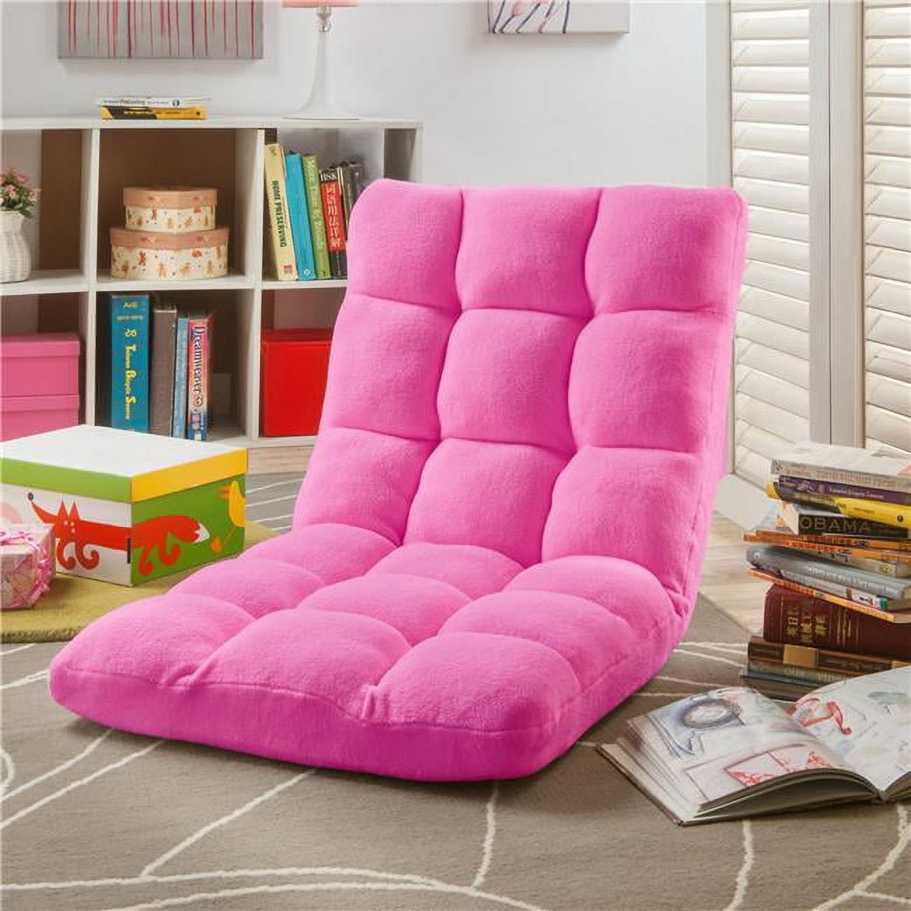 Loungie Floor Chairs Pink Microplush Foam Filling Steel Tube Frame