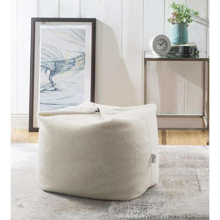 Loungie Magic Pouf Beanbag Sherpa Fabric 3 in 1 Ottoman Chair